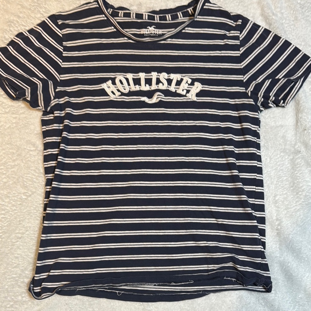 Hollister Navy Striped T-Shirt